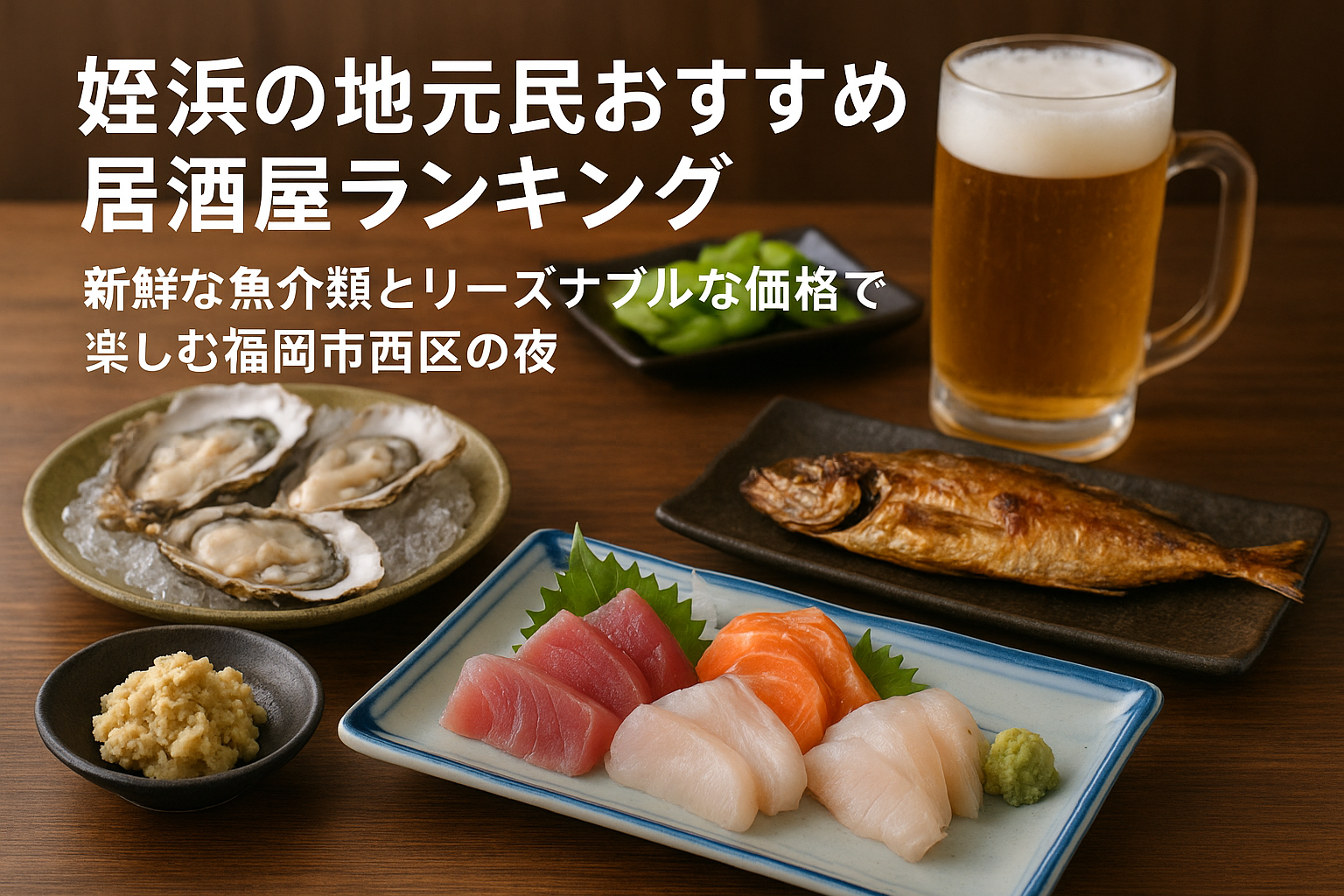 姪浜の地元民おすすめ居酒屋ランキング：新鮮な魚介類とリーズナブルな価格で楽しむ福岡市西区の夜